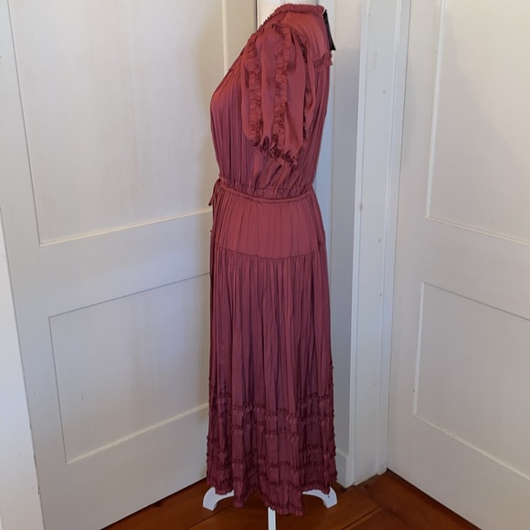 🌟Ulla Johnson Rose plissé-satin Midi Dress - Picture 12 of 12